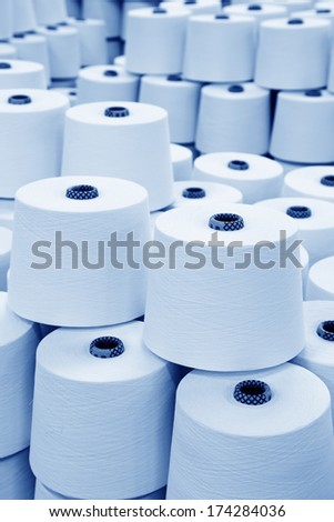 Heap together of cotton yarn in a workshop, in the ZeAo spinning LTD., on December 20, 2013, Luannan county, hebei province, China.