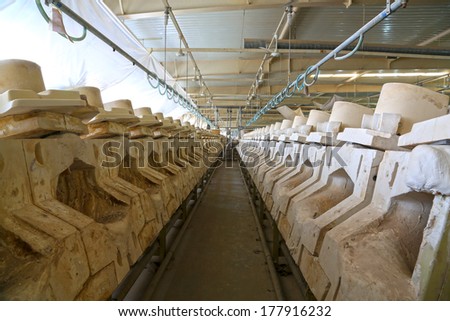 LUANNAN COUNTY - JANUARY 5: Clay parts on the production line, in the ZhongTong Ceramics Co., Ltd. January 5, 2014, Luannan county, Hebei Province, China.