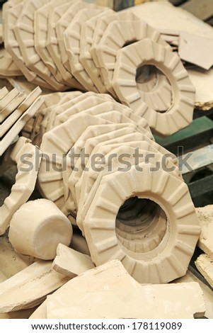 LUANNAN COUNTY, CHINA - JANUARY 5: Clay parts on the production line, in the ZhongTong Ceramics Co., Ltd. January 5, 2014, Luannan county, Hebei Province, China.