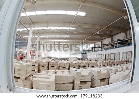LUANNAN COUNTY, CHINA - JANUARY 5: Ceramic mold in a warehouse, in the ZhongTong Ceramics Co., Ltd. January 5, 2014, Luannan county, Hebei Province, China.