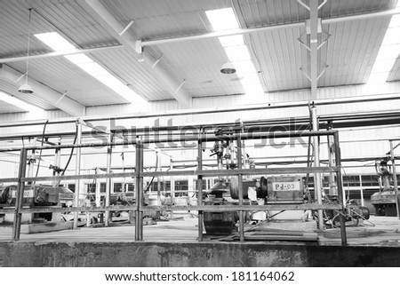 LUANNAN COUNTY - JANUARY 5: Equipment and piping in the production line, in the ZhongTong Ceramics Co., Ltd. January 5, 2014, Luannan county, Hebei Province, China.