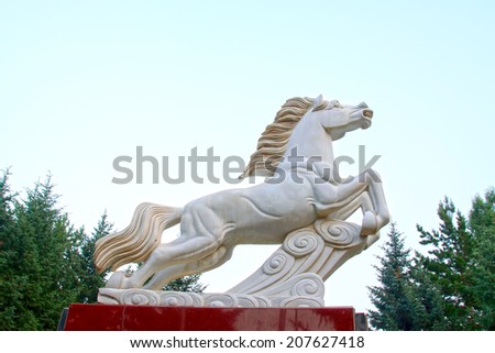 fine horse sculpture, closeup of photo