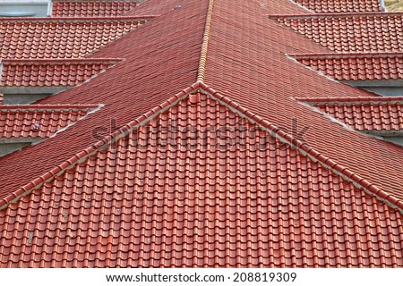 Glazed tile roof, closeup of photo
