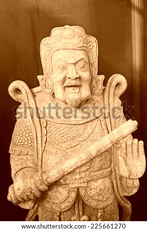 Chinese traditional style religious figure stone works, closeup of photo