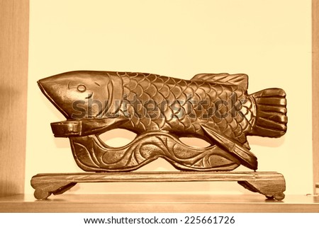 golden dragon fish, redwood carving works of Chinese traditional style