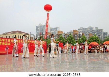 LUANNAN COUNTY - AUGUST 10: Older models performances in the open air, on august 10, 2014, Luannan County, Hebei Province, China.