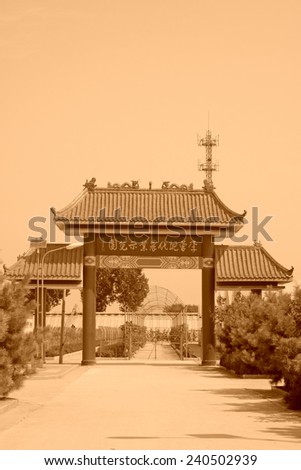 LUANNAN COUNTY - AUGUST 7: traditional Chinese landscape architecture in the countryside,  on august 7, 2014, Luannan County, Hebei Province, China.