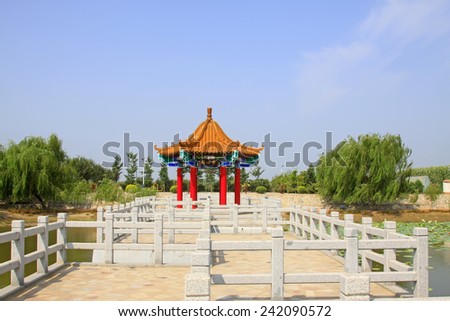 LUANNAN COUNTY - AUGUST 7: ttraditional Chinese architectural style pavilion in the countryside,  on august 7, 2014, Luannan County, Hebei Province, China.