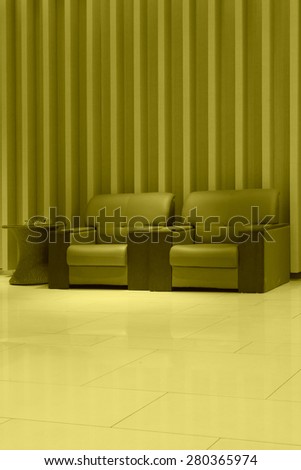 sofa in the hotel lobby, closeup of pictures