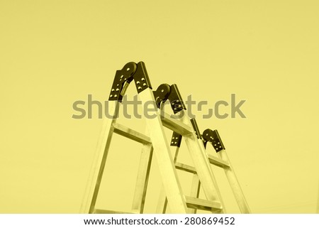 aluminum alloy ladder under sky, closeup of photo