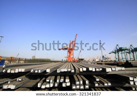 gantry crane in cargo berth, closeup of photo