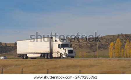 Similar – Image, Stock Photo Street, meadow with distribution box, facades of single-family houses, small town