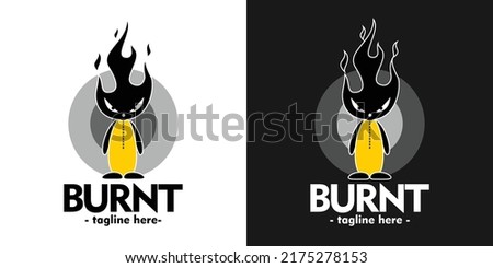 burnt flame character black head angry logo dark and light