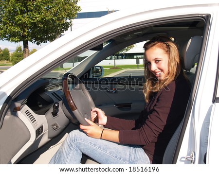 teenage girl learning to drive