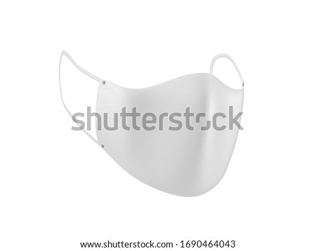 Face Mask mockup front half side view isolated on white, 3d rendering