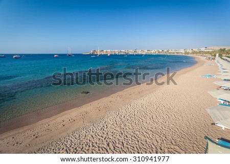 Beautiful view of the beach and the bay. Landscape. Wallpaper.