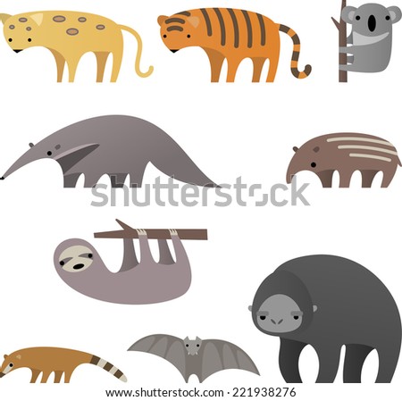 Stylish cartoon Jungle animals vector illustration.