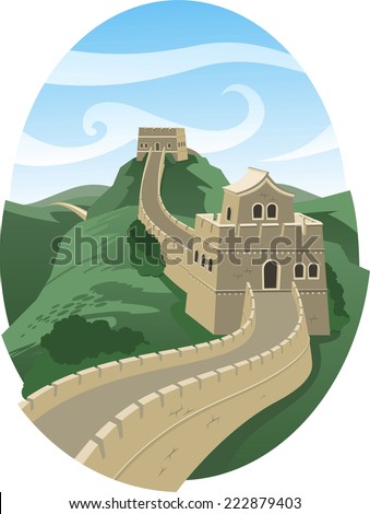 Great wall of china landscape illustration