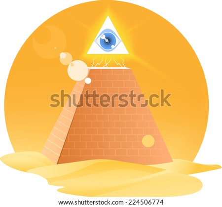 All Seeing Eye God Horus Pyramid Religion, vector illustration cartoon.