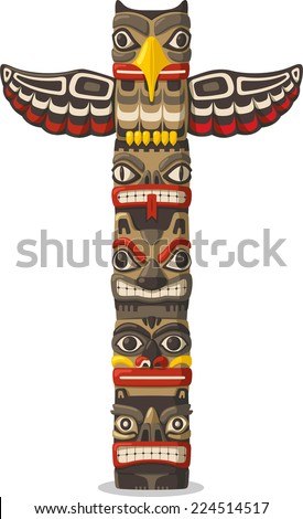 Totem being object symbol animal plant representation family clan tribe, vector illustration cartoon.