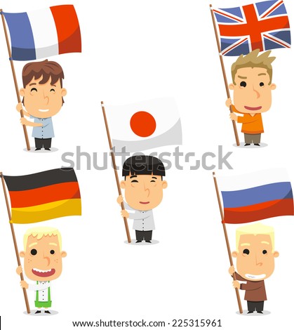 Standard bearer kids, holding flags Vector illustration cartoon.