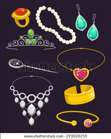 Jewelry Set Vector Illustration Cartoon. - 293020259 : Shutterstock