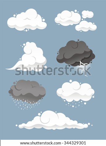 vector cartoon cloud set