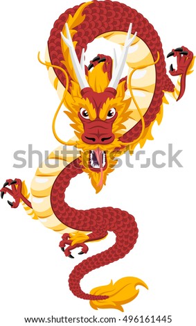 Chinese Red Dragon Vector Cartoon Illustration - 496161445 : Shutterstock