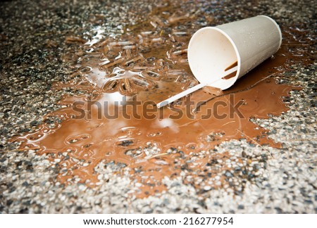 spilled ice coffee on Floor