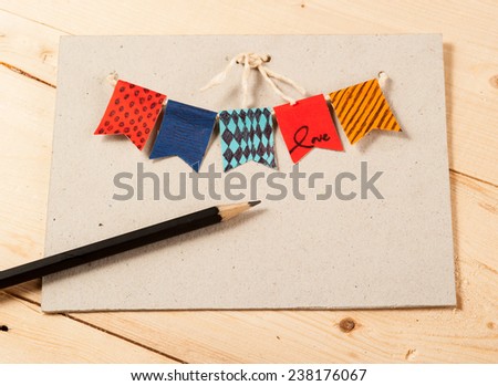 card birthday,Festive vintage garlands with bunting flags in autumn colors