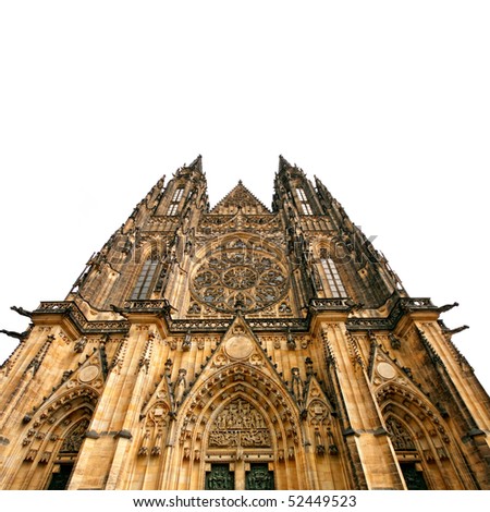 Prague gothic cathedral, isolated on white background