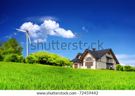 Eco House on a green hill