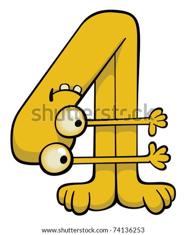 Vector Cartoon Funny Number. Figure Of A Cute Green Creature Pretending ...