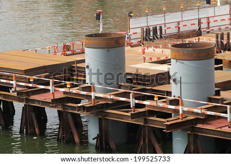 Pile foundation in river under-construction