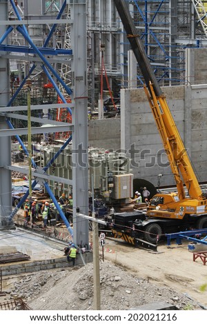 NONTHABURI -THAILAND - JUNE 24 : Construction of EGAT's North Bangkok gas combine cycle power plant 800 MW on June 24, 2014 in Nonthaburi, Thailand