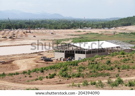 Lampang - THAILAND - JUNE 04 : Landscape of solar farm under-construction  in solar farm on June o4, 2014 in Lampang province, Thailand