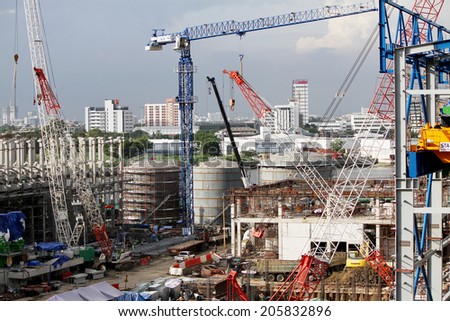 NONTHABURI -THAILAND - JULY 15 : Construction of EGAT\'s North Bangkok gas combine cycle power plant 800 MW on July  15, 2014 in Nonthaburi, Thailand
