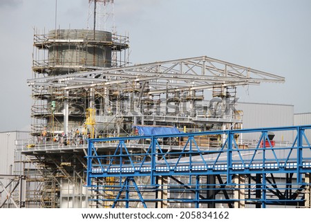 NONTHABURI -THAILAND - JULY 15 : Construction of EGAT\'s North Bangkok gas combine cycle power plant 800 MW on July 15, 2014 in Nonthaburi, Thailand