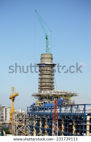 NONTHABURI -THAILAND - NOVEMBER 13 : Construction of EGAT\'s North Bangkok gas combine cycle power plant 800 MW on November 13, 2014 in Nonthaburi province, Thailand