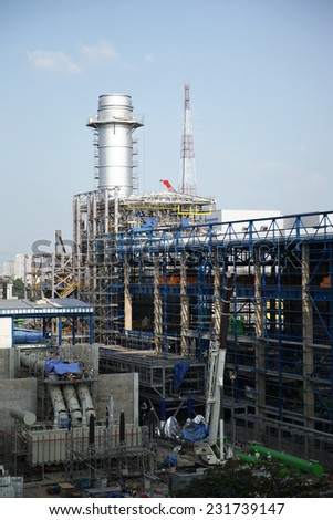 NONTHABURI -THAILAND - NOVEMBER 18 : Construction of EGAT's North Bangkok gas combine cycle power plant 800 MW on November 18, 2014 in Nonthaburi province, Thailand