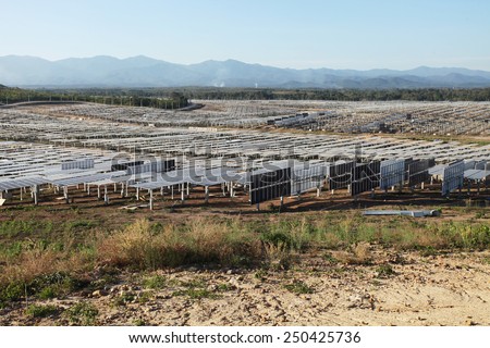 Lampang - THAILAND - JANUARY 29 : Landscape of solar farm under-construction at Hangchat solar farm on Jan 29, 2015 in Lampang province, Thailand