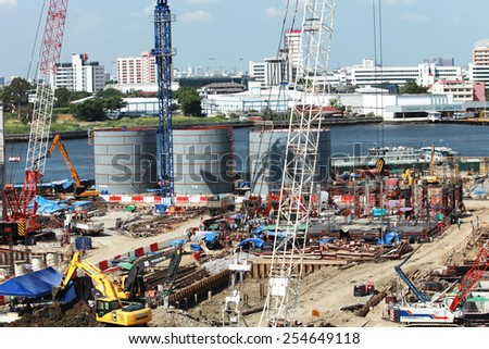 NONTHABURI -THAILAND - MARCH 30 : Construction of EGAT\'s North Bangkok gas combine cycle power plant 800 MW on March 30, 2014 in Nonthaburi, Thailand