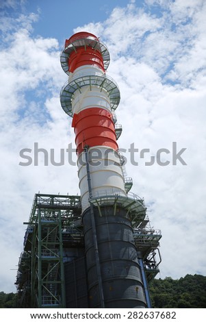 Construction of gas combine cycle power plant with cooling water piping system in Khanorm province, southern region of Thailand.