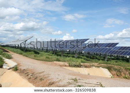 LAMPANG - THAILAND - OCTOBER 9 : Landscape of solar farm at Hangchat solar farm on Oct 9, 2015 in Lampang province, Thailand