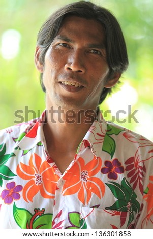 Original people of Thailand smiling to the camera