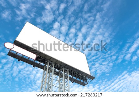 Blank billboard for new advertisement on blue sky