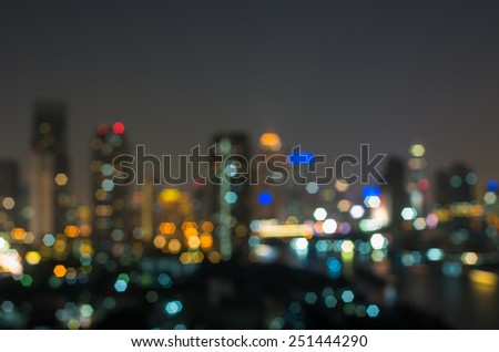 bangkok cityscape river view at twilight time, Blurred Photo bokeh