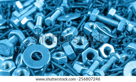 used nut and bolts for equipment industrial background