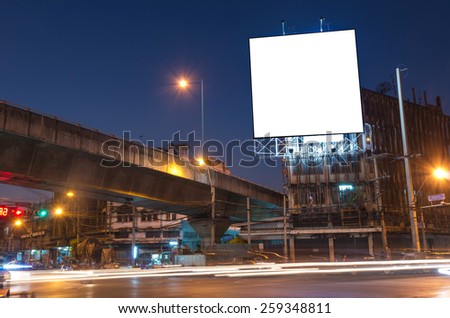 Blank billboard for advertisement at twilight time