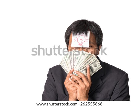 Turn your creativity, Asian Businessman on white background